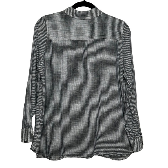 Lucky Brand Linen Blend Striped Tunic Top w/Collar Sz M - Picture 2 of 13